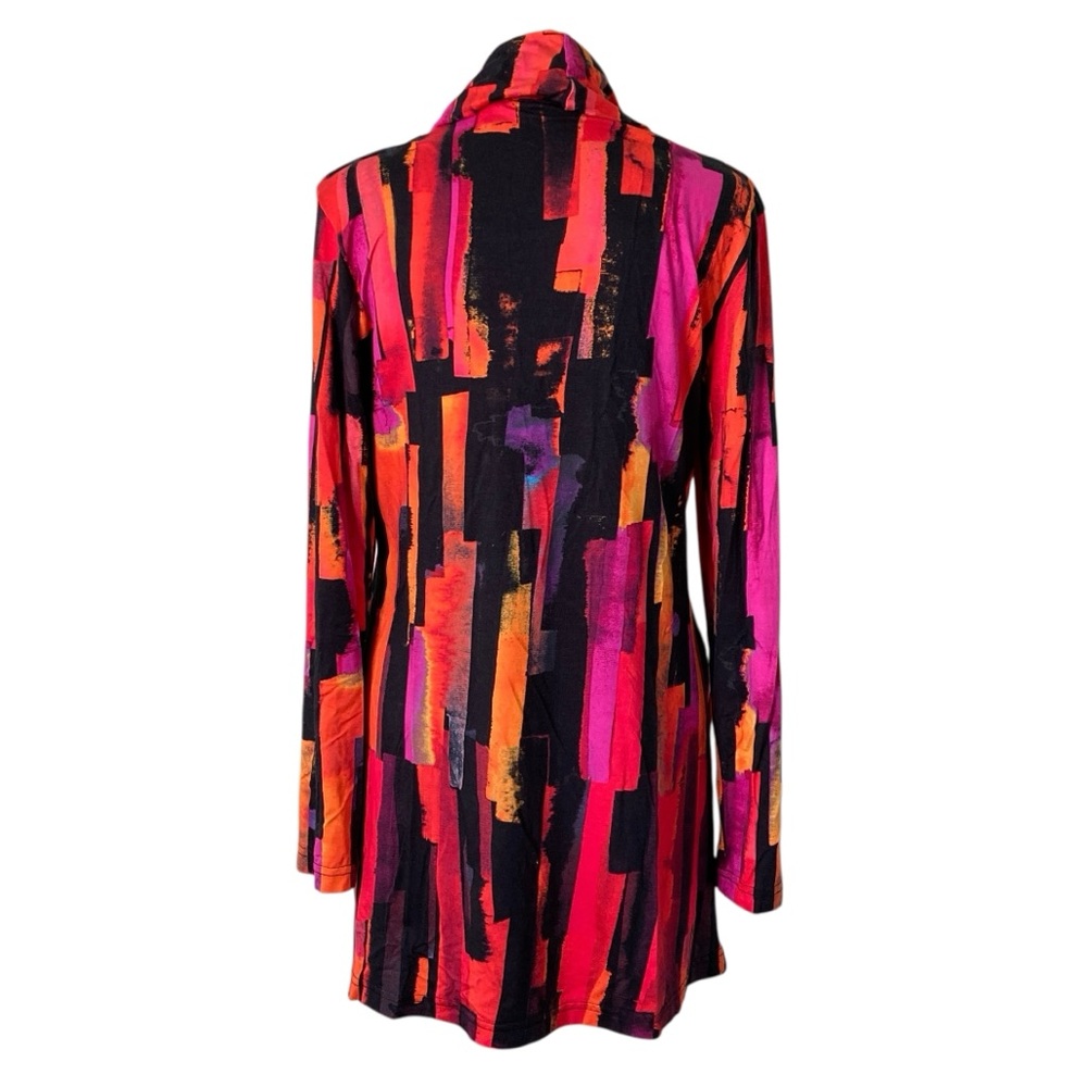 SnoSkins Cowl Neck Tunic Top Art To Wear Abstract Colorful Made in USA (Size M)